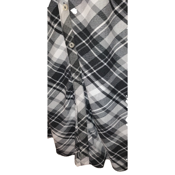 Plaid Flannel Shirt Dress BLACK & WHITE Plus Size 3X ALLISON BRITNEY Very Soft - Picture 5 of 16